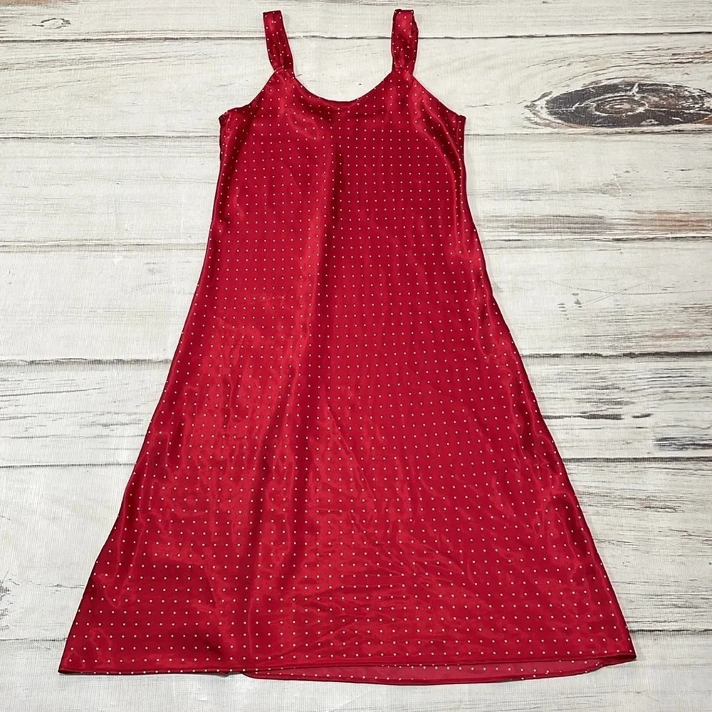 Enchanting Nightgown Women's L Large Red Polka Dots Long Sleepwear Chemise Slip - Picture 11 of 16